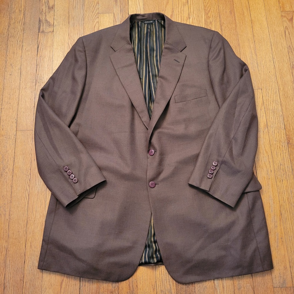 H Freeman 52R Sport Coat Brown Hand Tailored USA Wool Blazer Jacket Earthy Twee